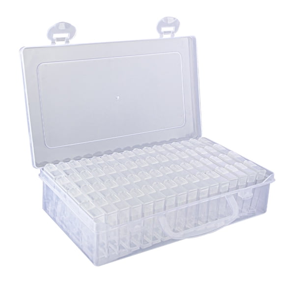 64 Grids Painting Storage Container, Transparent Plastic Craft Organizer with Snap-On Lids, Multi Functional Storage Box for Art Accessories Beads, 1 X Transparent Mesh Storage Box/Jewelry Box