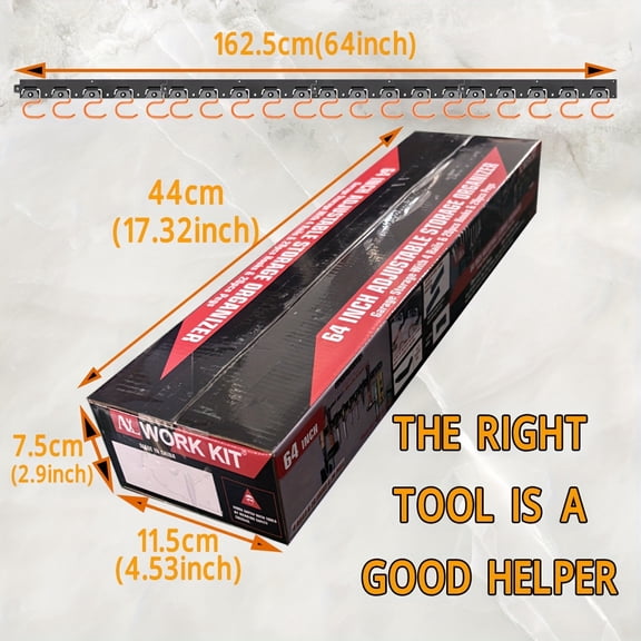 64" Heavy Duty Wall Mount Garage Storage Tool Organizer - Adjustable Hooks & Reinforced Rails | Anti-Rust Garden Tool Hangers, Space-Saving Workshop Organization for DIY Enthusiasts