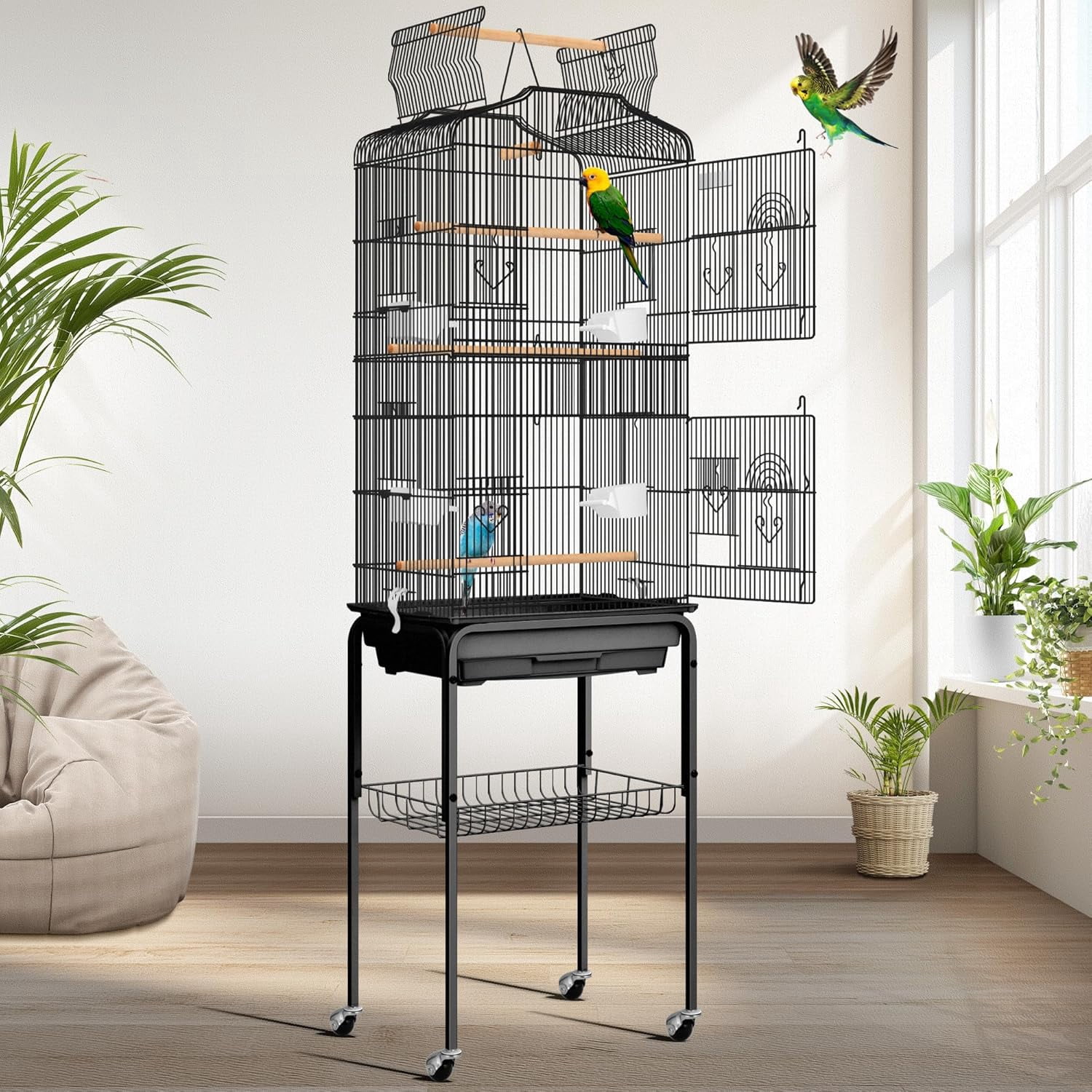 Fresh Look at 64 Inch Bird Cage With Play Top And Stand For
