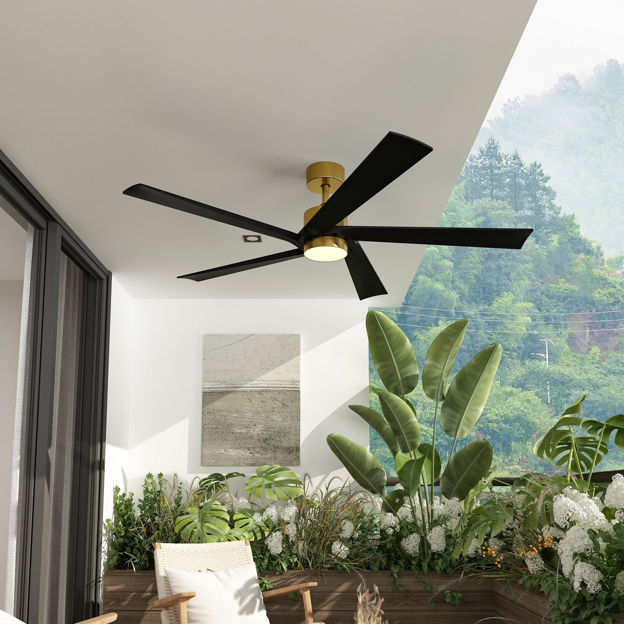 64-Inch Ceiling Fan with Wood Blades and Adjustable LED Light - Walmart.com