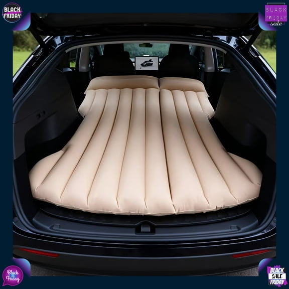 64 Inch Foldable Inflatable Car Mattress with Storage Bag 2 Pillows Fit SUV Tesla Truck RV Trunk Camping Travel Comfort Sleeping Pad
