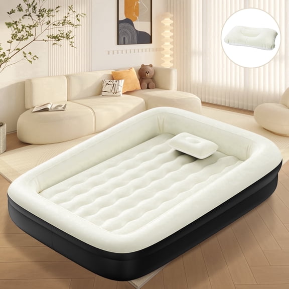 64-inch Small Inflatable Air Bed with Four Safety Sides, Portable Blow up Air Mattress with Pump & Storage Bag, Quick Inflate & Deflate