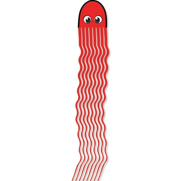 64 Inch Squeaky Jr. Bug Eyed Octopus Streamer Wind Kite, Red