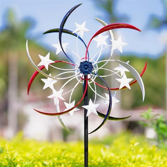 64 Inch Tall,Wind Spinners, l Wind Spinners Outdoor Metal Large, Red White And Blue Wind Spinners For Yard And Garden Outside Patio Fourth Of Decor