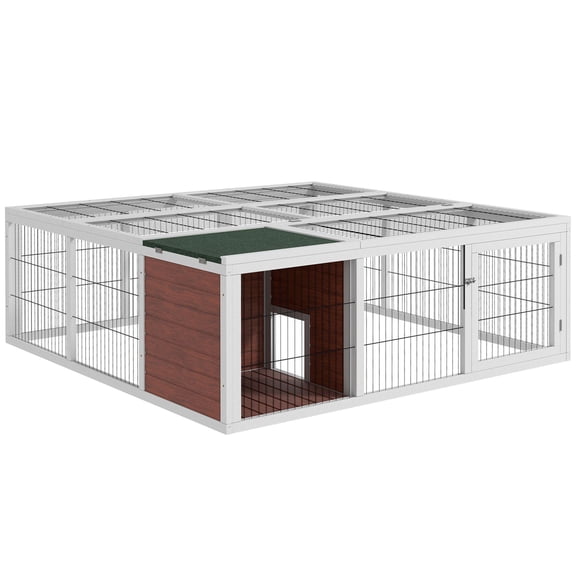64 Inch Wooden Outdoor Rabbit Hutch Playpen Tortoise House Habitat with Run and Enclosed Cover