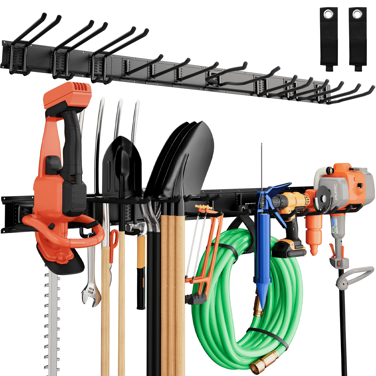 UNTIMATY 64" Garage Tool Organizer Wall Mount Garden Tool Storage Rack Hanger for Yard and Lawn with 10 Adjustable Hooks, 600 lbs Capacity