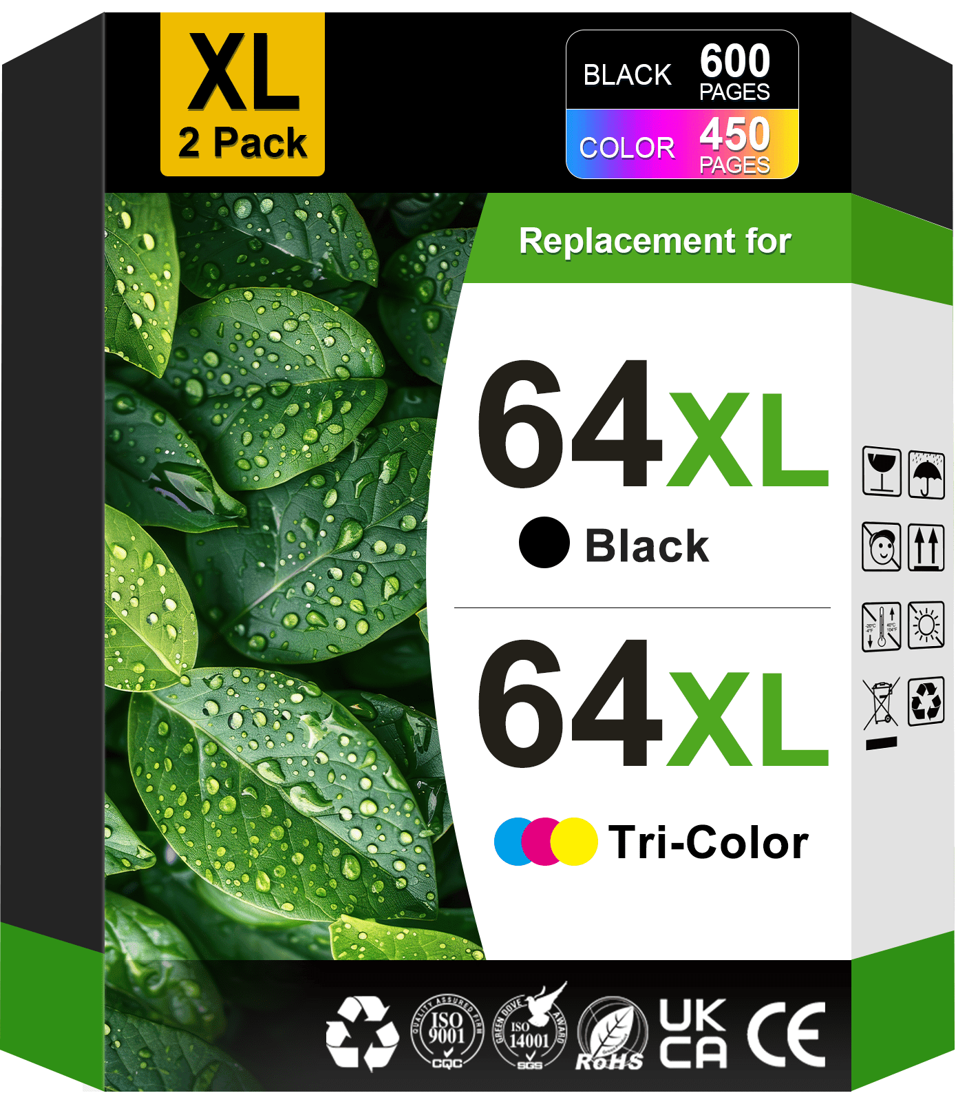 64 Ink Cartridges Compatible for HP Ink 64 for HP 64XL Combo for Envy Photo 7855 Printer (Black, Tri-Color)