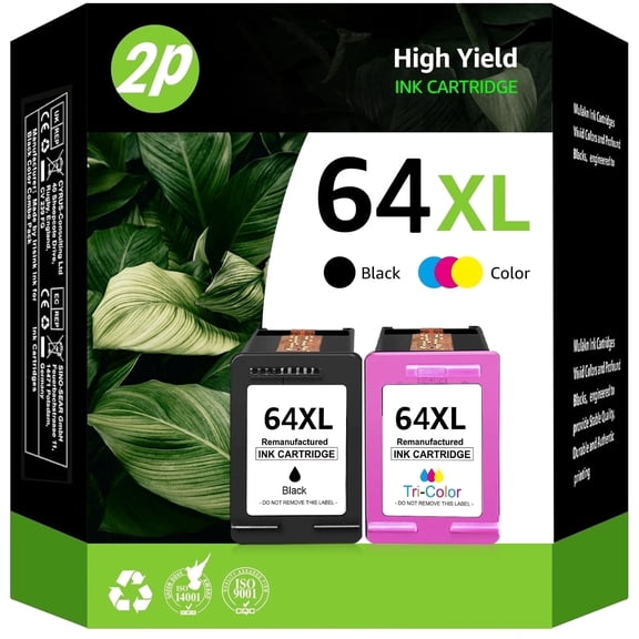 64XL Ink Cartridges Compatible for HP64xl Ink Cartridge Combo Pack for Envy Photo 7855 7858 7900e 7155 6252