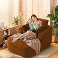thumbnail image 1 of 64" L Oversized Chaise Lounge Chair Indoor, Boneless Couch Chair with 3 Pillows, Comfy Reading Chairs with Wide Arms, No Assembly Required Corduroy Couch, Sleeper Sofa for Living Room (Orange), 1 of 8