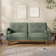 64" Loveseat Sofa, Mid Century Modern Couch Comfy Love Seat Couches for Living Room, 2 Seater Deep Seat Couch Linen Upholstered Couch for Bedroom Office Small Space