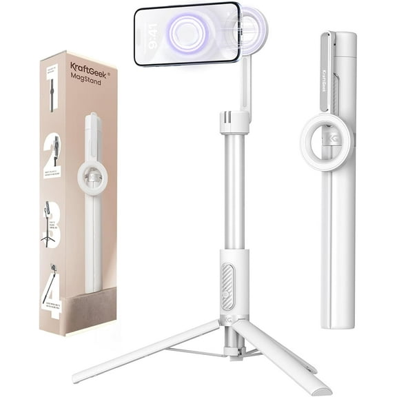 64" Magnetic Phone Tripod for iPhone MagSafe, Reinforced Aluminum Selfie Stick Tripod Stand for Video Recording, Vlogging & Travel Content Creators