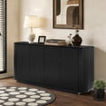thumbnail image 1 of 64'' Modern Fluted Buffet Sideboard Cabinet with Storage, Large Storage Cabinet with Adjustable Shelves, Press-Spring Door Console Table for Living Room Dining Room Entryway 31.5" H, Black, 1 of 9