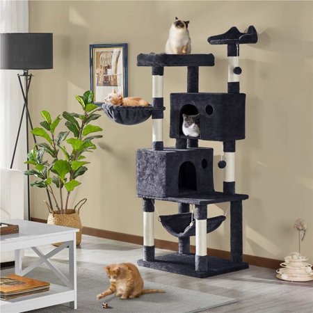 64'' Multi-level Cat Tree Cat Tower Black
