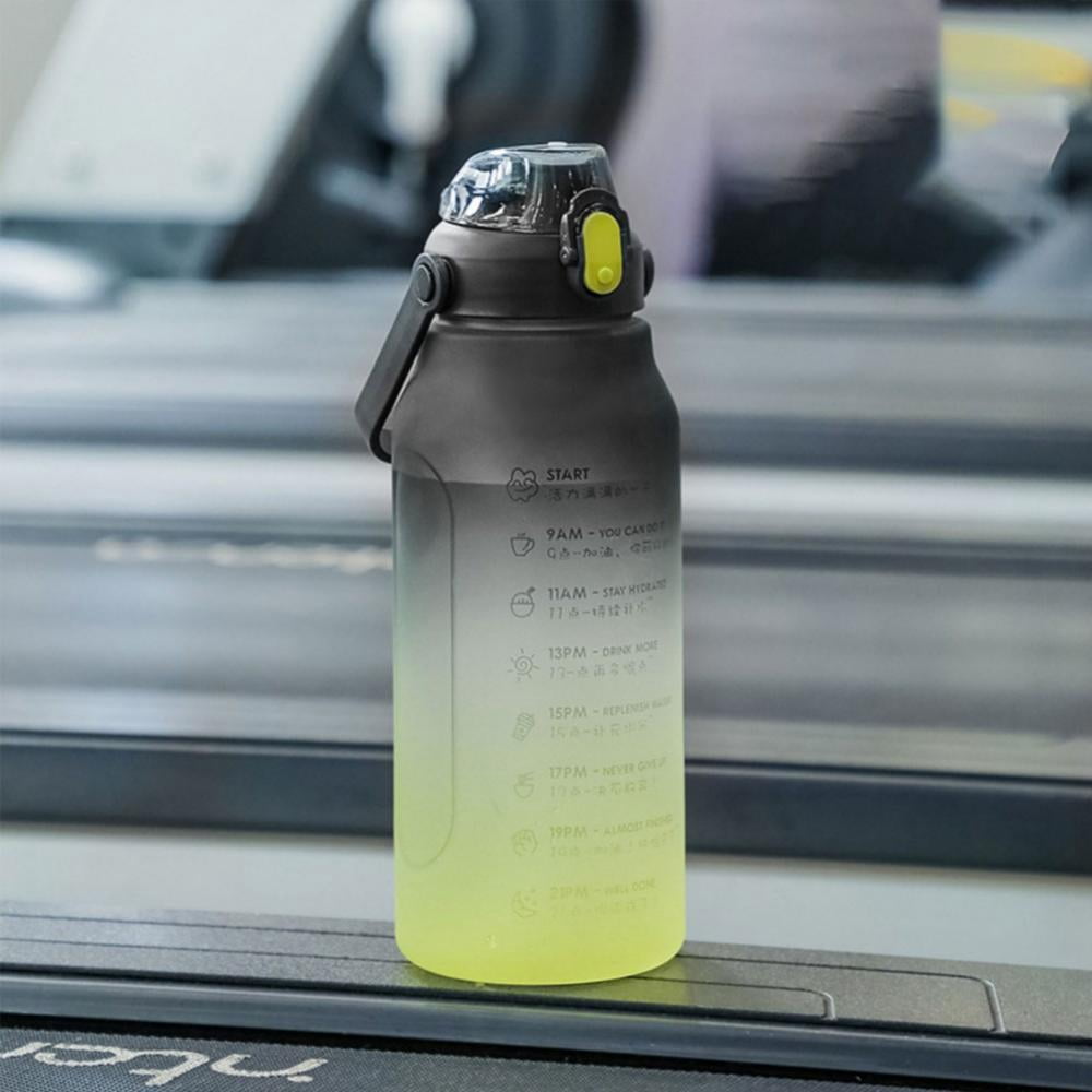 Half Gallon (64oz) Motivational Water Bottle With Time Marker & Straw - BPA Free Tritan, Leakproof