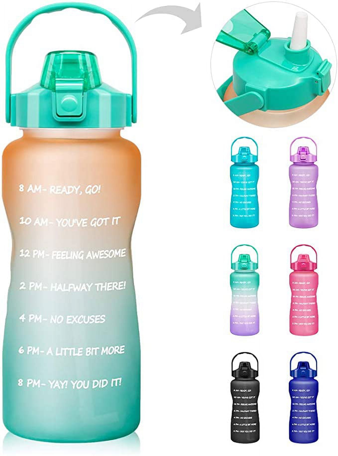 Motivational Water Bottle 3 pcs set 64oz-32oz-300ml Green Half Gallon  Sports Water Bottle with Time …See more Motivational Water Bottle 3 pcs set