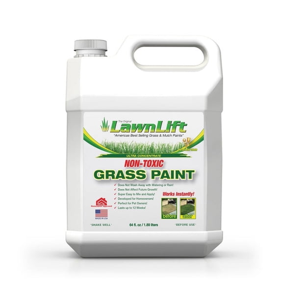 64 OZ. LawnLift Grass Paint concentrate. Covers up to 2000 sq. feet of yellowed lawn. Non-toxic