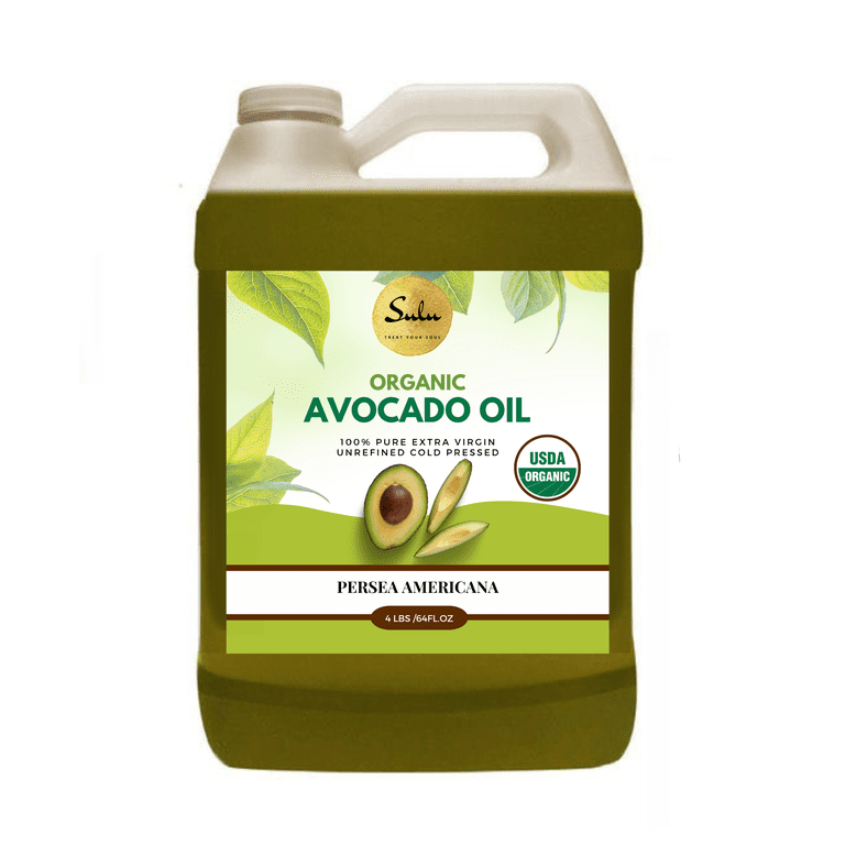 SULU ORGANICS 64 OZ Pure Extra Virgin Avocado Oil, Cold Pressed
