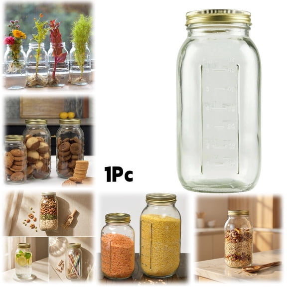 64 Oz Jars, Wide Mouth Half Gallon Canning Jars With Lids And Rings, 1-Pack Extra Large Glass Jars For Home Canning And Pantry Storage