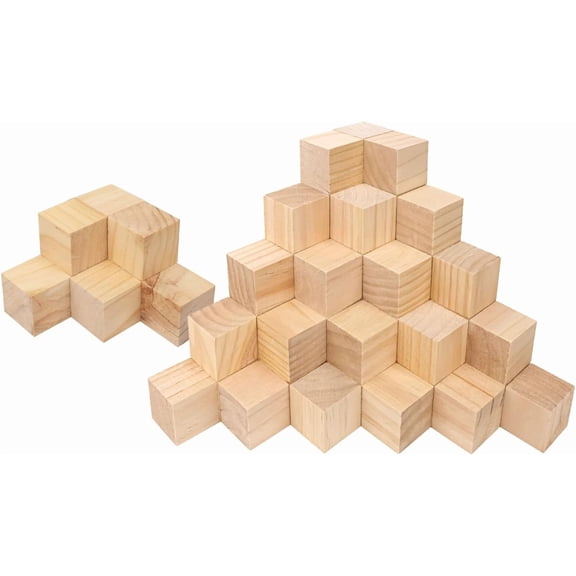 64 PCS 2 Inch Wooden Cubes, Natural Pine Wood Cubes for Crafts, 2 x 2 x 2 Wood Blocks Ready for Artistic DIY Projects-Unleash Creativity with Blank Wood Blocks