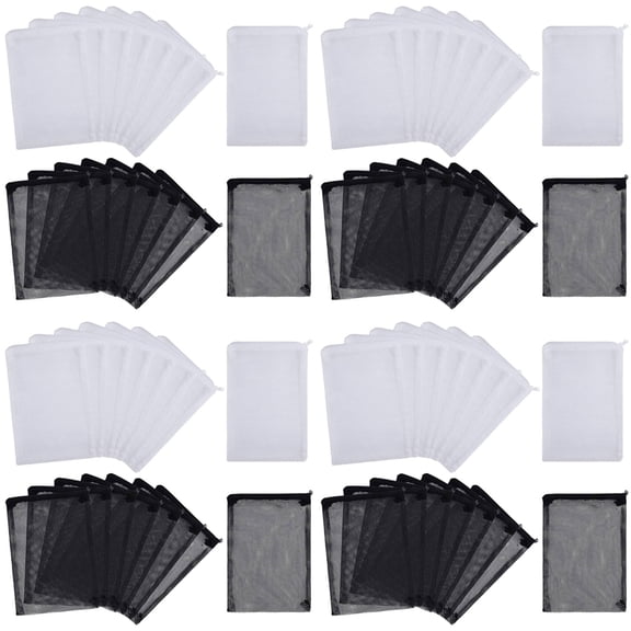 64 PCS Aquarium Mesh Media Filter Bags, Nylon Media Filter Mesh Bags with Zipper (for Particulate Carbon), Bio Balls