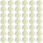 64 PCS Artificial Hydrangea Flowers, Silk Hydrangea Flowers Heads with Stems, Full Artificial Flowers for Wedding Centerpieces, Baby Shower, Home Garden Party Decor (Ivory)