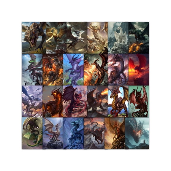 64 PCS Western Dragon Table Stickers - Creative Illustration DIY Decals for Phone Decoration and Journaling