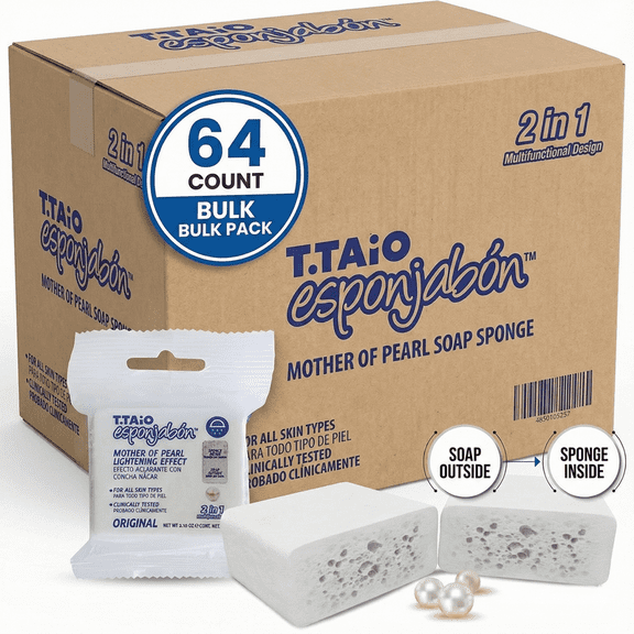 64-Pack Bulk Soap Sponge 2-in-1 - Individually Wrapped Travel Size Soap with Sponge Inside - Fresh Scent for Home, Guests, Hotels, Airbnb, Gym - No Washcloth Needed Wholesale