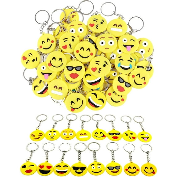 64 Pack Mini Emoticon Keychain Plush(16 expressions), Cute Keychain ...