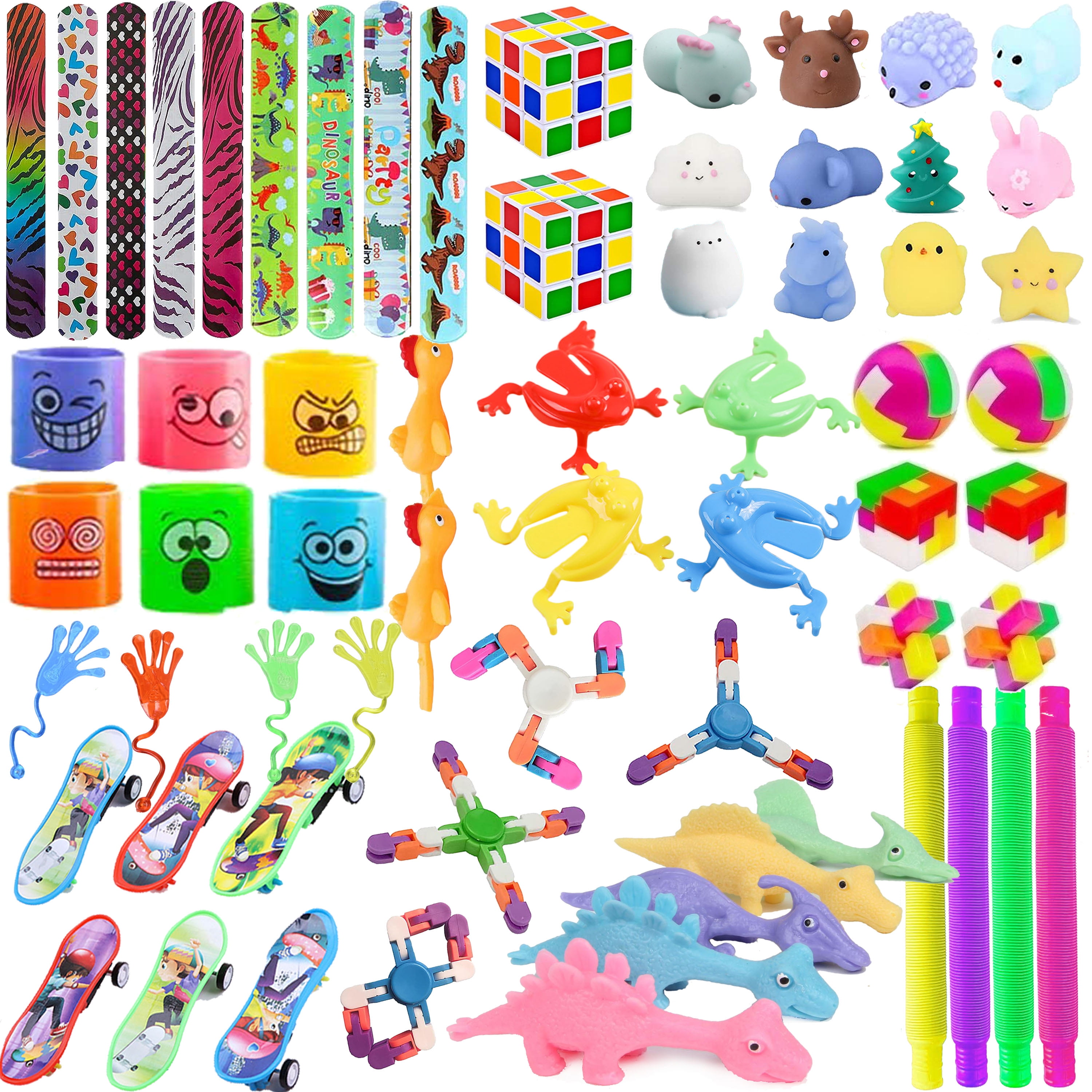 Pack de 49 jouets pour enfants Party Favors Bundle Party Supplies Kit Mochi  Squishies Slap Bracelets pour la fête d'anniversaire Récompenses en classe  Carnaval Prix Pinata Filler Boîte au trésor Go 