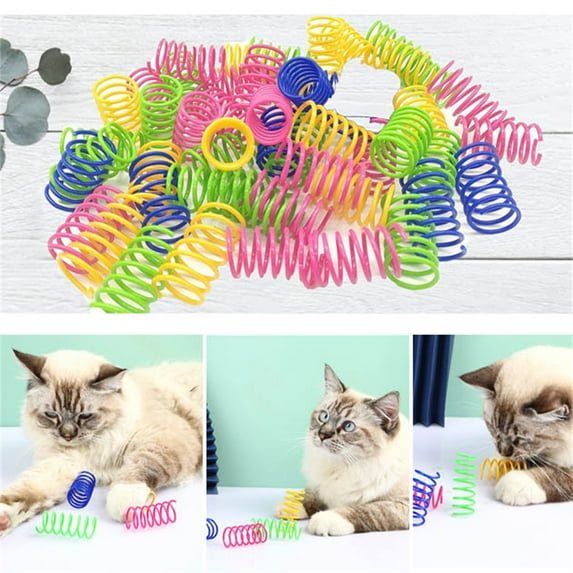 64 Pcs Cat Colorful Springs Toys, Cat Creative Toys for Kittens Cat Interactive Toys to Kill Time
