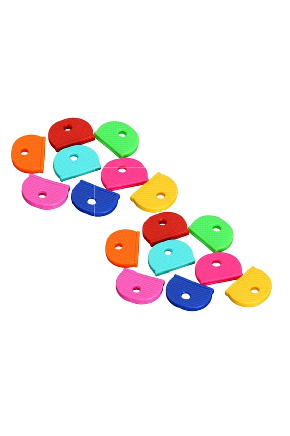 64 Pcs Colored Key Covers Cap Key ID Cap Key Tags Color Identifiers for House Key Key Protectors Half Round Key Covertag Key Handle for Easy Organization, 0.98"x0.71"x0.12", Multicolor