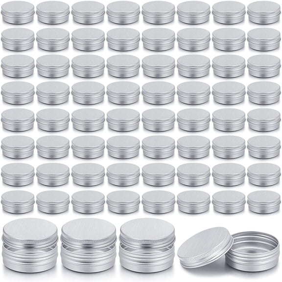 64 Pieces Lip Balm Tin Containers Screw Top Round Tin Cans Aluminum Jar with Screw Lid, Empty Bottle Travel Cosmetic Sample Container for DIY(1 oz)