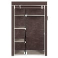 thumbnail image 1 of 64" Portable Closet Storage Organizer Wardrobe Clothes Rack with Shelves Dark Brown, 1 of 6