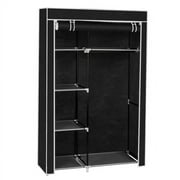 64 Portable Closet Storage Organizer Wardrobe Clothes Rack with Shelves Black Dustproof Cover And Water-Proof Tier