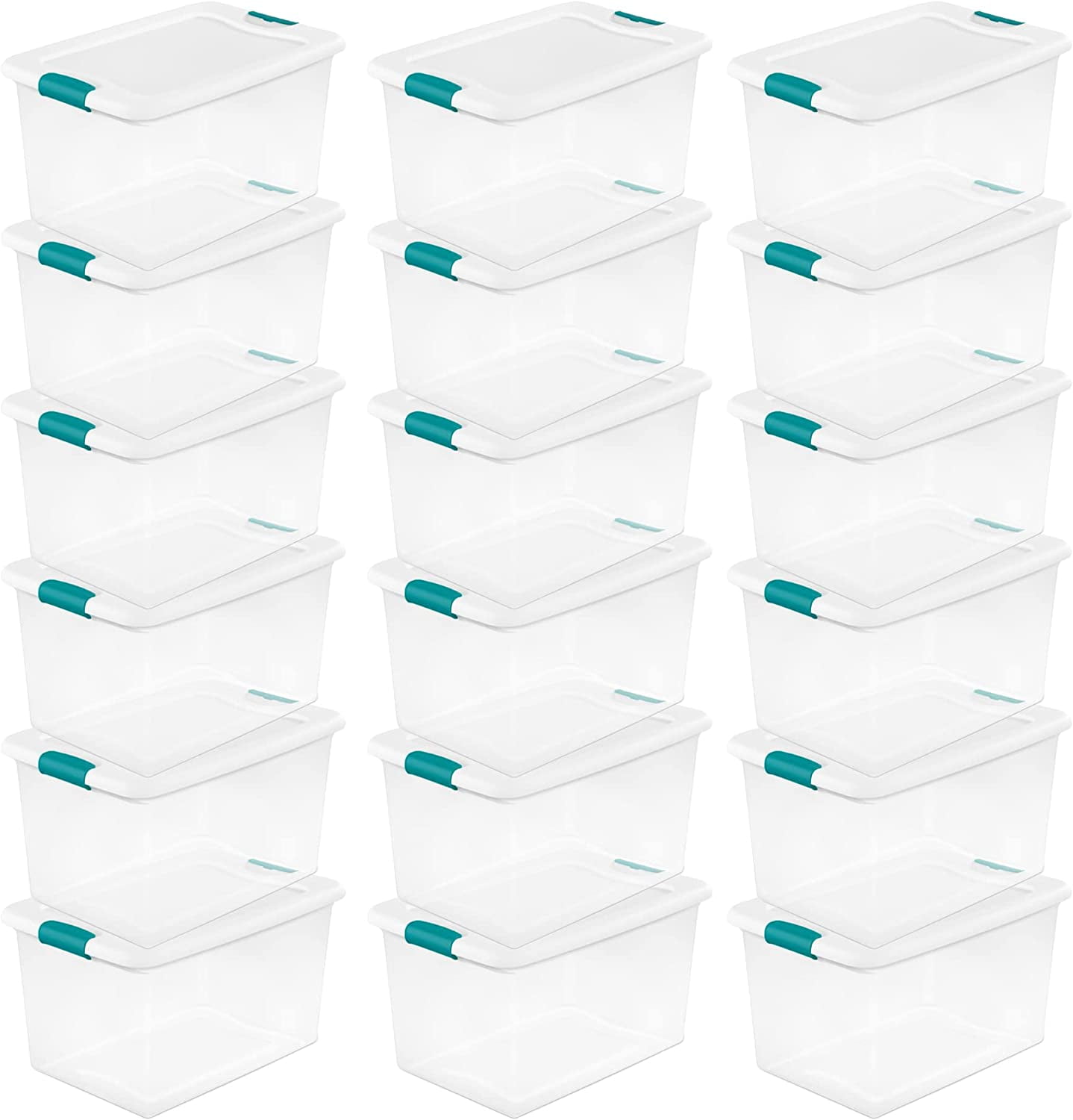 64 Qt ing Storage Box, Stackable Bin With Lid, Plastic Container To