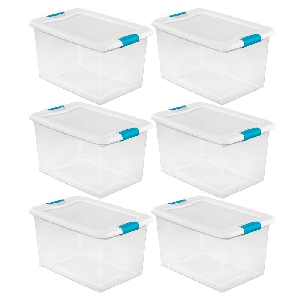64 Quart Clear Plastic Stackable Storage Bins with Latching Lids