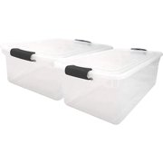 64-Quart Stackable Storage Bin: Clear, Latching Handles, Home Garage (2 Pack)