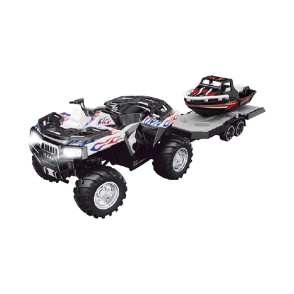 64 Scale Rc Semi Truck With Trailer, 4Ghz Remote Control Truck With Lights, Compact Rechargeable Rc Truck For Indoor Outdoor Play