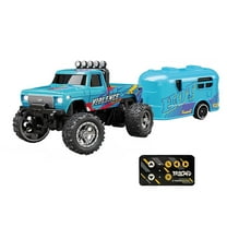 64 Scale Rc Truck With Trailer Usb-C Rechargeable 4Ghz Remote Control Car With Lights 3-Speed Options Alloy Body Off-Road Toy For All-Ages Hobbyists