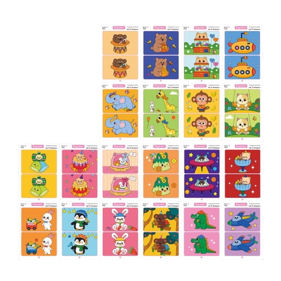 64 Sheets Cartoon Themed Brain Training Game Cards Enhances Focusing And Logics