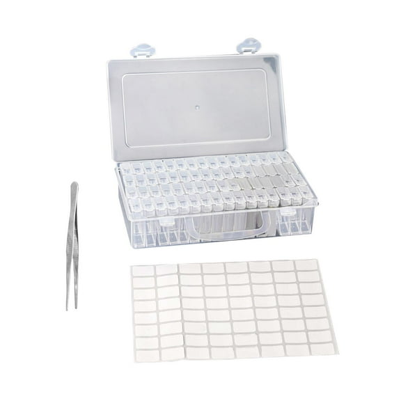 64 Slots Bead Storage Box Stickers Organizer Clear Organizer Box Container for and Bolts Fish Lure