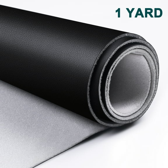 64" W Auto Headliner Fabric Faux Leather with Foam Backing, Waterproof Nappa Leather Material for Car Upholstery Seats Floor Mats Furniture DIY Crafts Black, 1 Yard