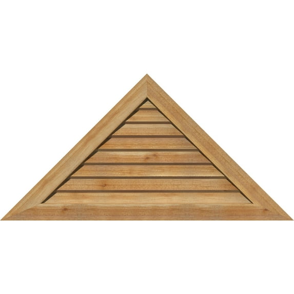 64"W x 16"H Triangle Gable Vent (85 1/8"W x 21 3/8"H Frame Size) 6/12 Pitch: Unfinished, Non-Functional, Rough Sawn Western Red Cedar Gable Vent w/ Decorative Face Frame