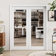 thumbnail image 1 of 64" X 80" Interior 1-Lite Clear Glass Primed Slab Door Prefinished Solid Core Wood Standard Door, 1 of 8