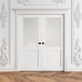 thumbnail image 1 of 64" X 80" Interior Frosted Glass Paneled French Doors Solid Double Doors With Hardware Kit / Handles, 1 of 8