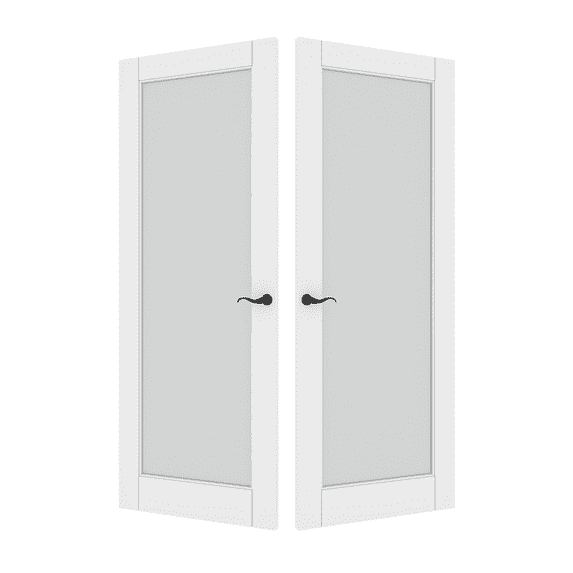 64" X 96" 1-Lite Interior Frosted Glass French Doors Solid Manufacture Wood Double Doors