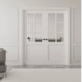 thumbnail image 1 of 64" X 96" Interior Transparent Glass Doors Solid Wood French Door With Hardware Kit Jamb, 1 of 8
