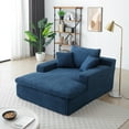 thumbnail image 1 of 64"X46" Chaise Lounge Chair Indoor, Oversized Upholstered Sofa Bed, Sleeper Couch Reading Chairs Fluffy Plush Faux Fur Cloud Sofas Couches for Living Room (Blue), 1 of 8