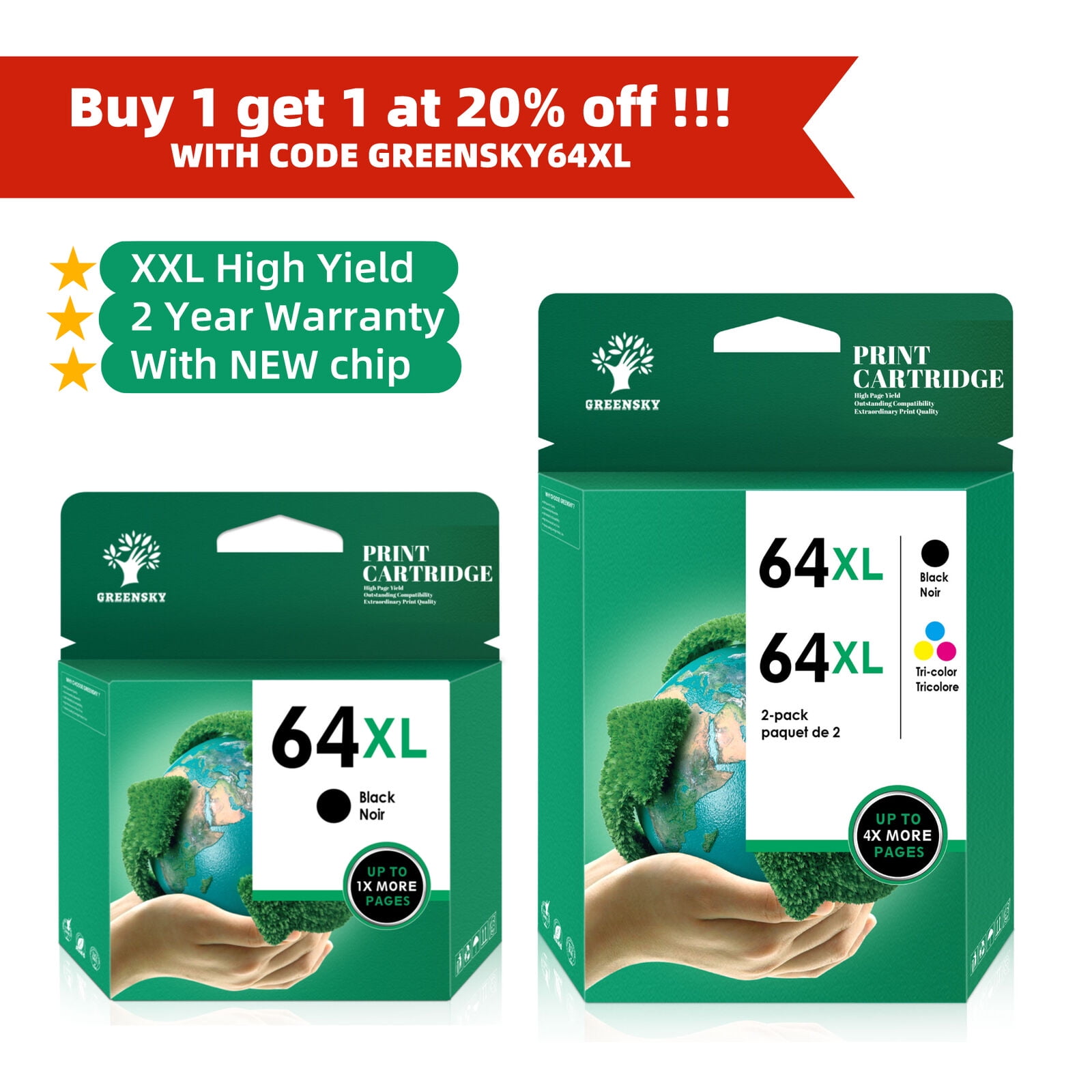 64 xl black color ink cartridges for hp 64xl ink cartridges envy 6220