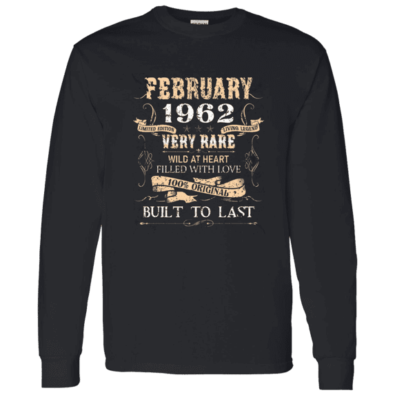 64 Years Old 64Th Birthday Legend Vintage February 1962 Bday Long Sleeve Shirt